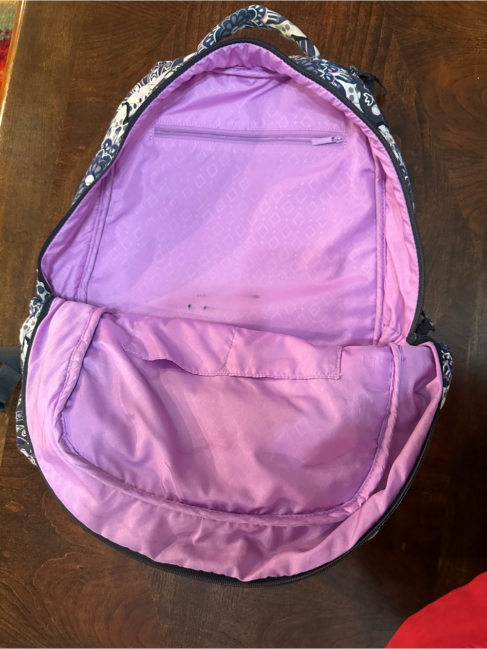 Vera Bradley Campus Quilted Floral Pattern Women's Backpack - Blue & Pink - Picture 3 of 4